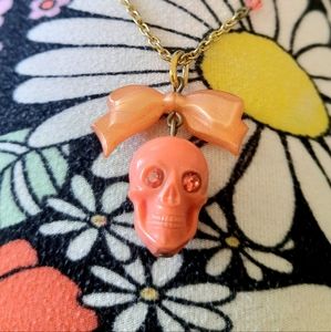 Tarina Tarantino Vintage Skull Necklace in Coral